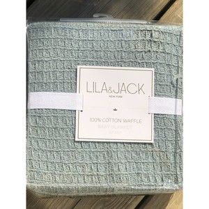 New Lila & Jack Baby Boy Blanket 100% Cotton Waffle Knitted Green